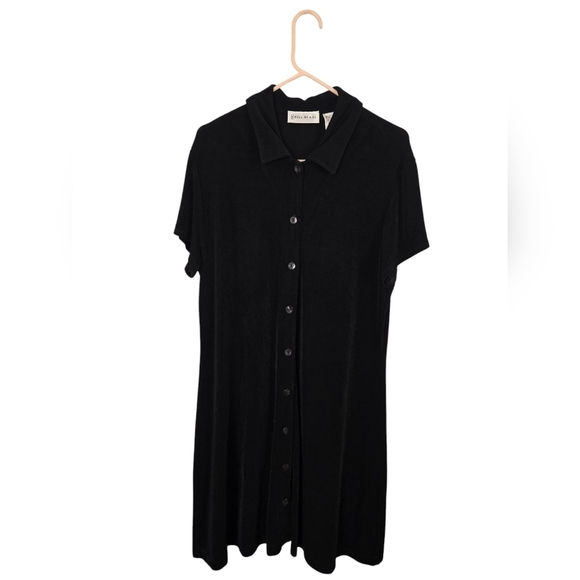 bill blass Dresses & Skirts - Vintage Bill Blass Women's Size 3 Black Dress Button Down Short Sleeve Collared